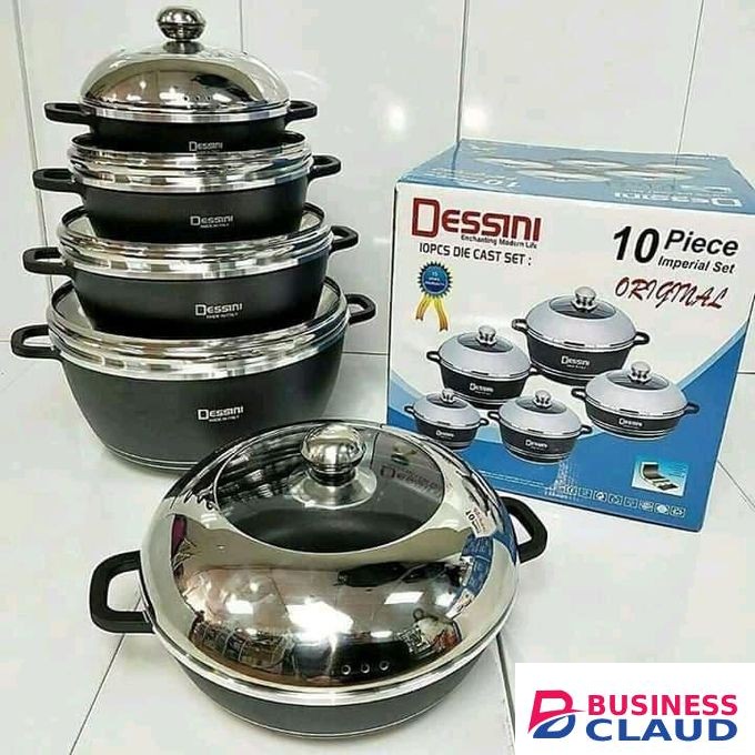 10 Pcs Non-Stick Die-Cast Aluminum Cookware Set with Lids, Durable and Scratch-Resistant, for Home, Kitchen & Restaurant Use