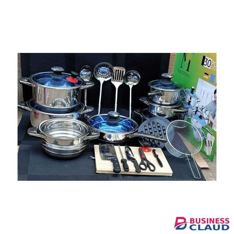 Marwa Heavy Duty 30 PCS Stainless Steel Induction Cookware Set Cooking Pots/sufuria