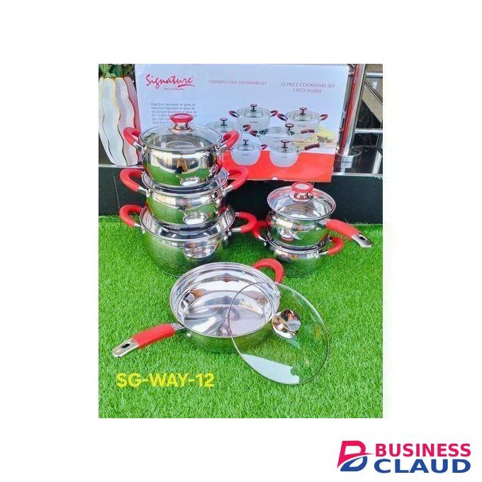 Signature 5 pcs Induction Base Stainless Steel Cookware set with Glass Lid ST-15