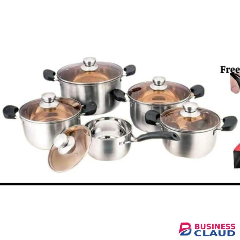 10 Pcs stainless steel Cook Ware Set 5 sufurias + 5 lids