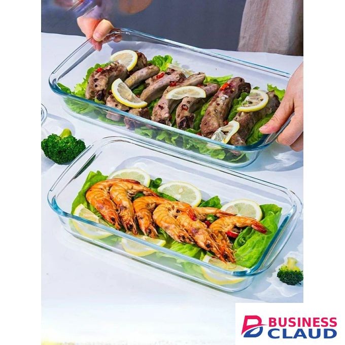 Signature 2 pcs Rectangle Glass Baking Pan Set with glove