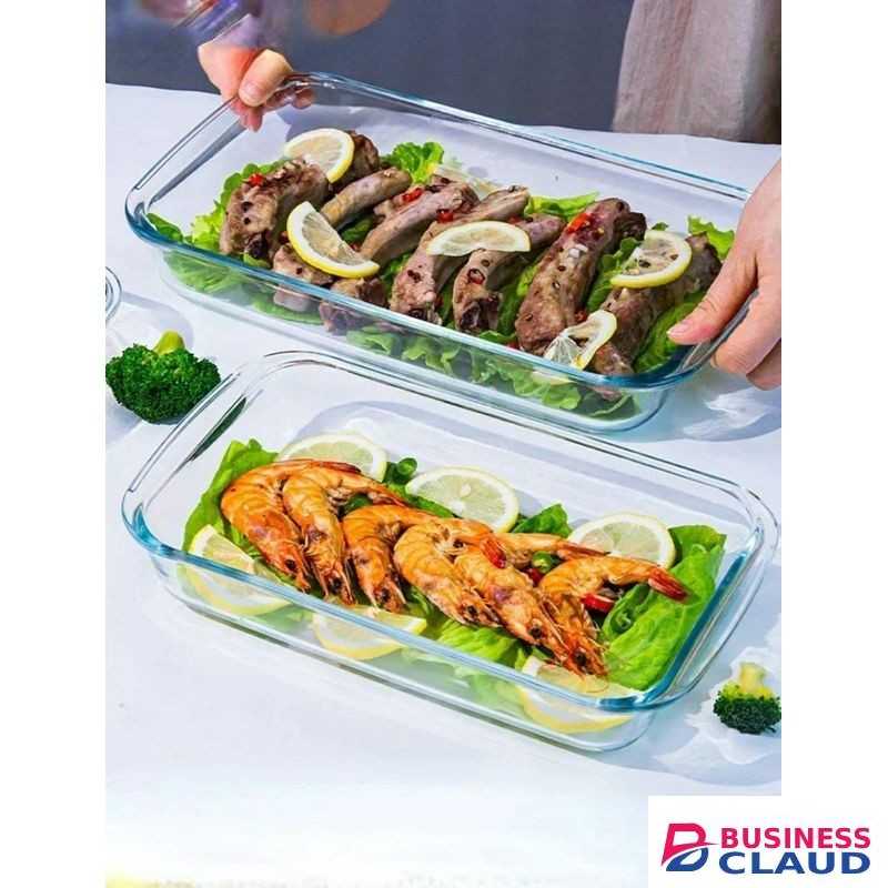 Signature 2 pcs Rectangle Glass Baking Pan Set with glove