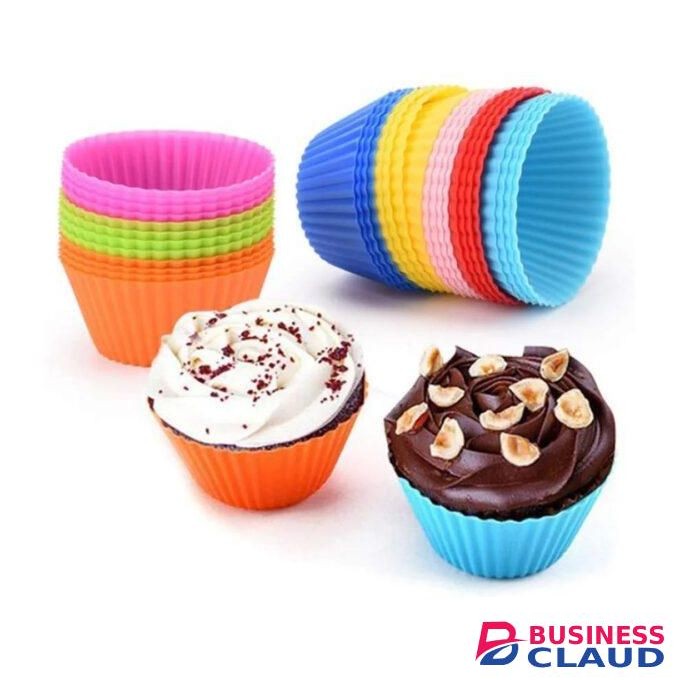 24pc Silicone Muffin Cupcake Mold Baking Tool Reusable Round Pudding Cup