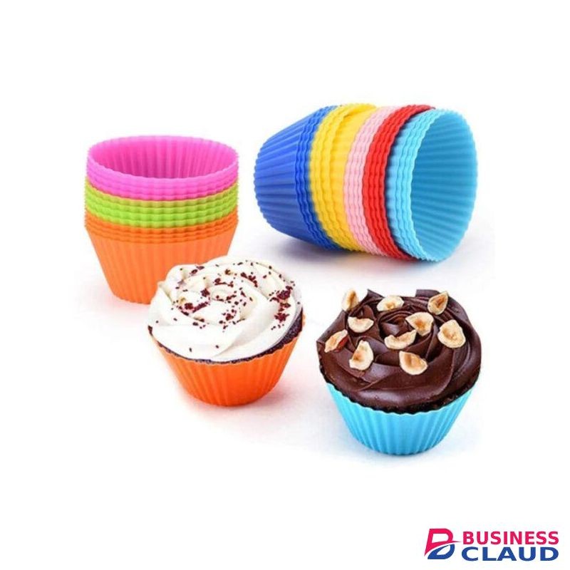 24pc Silicone Muffin Cupcake Mold Baking Tool Reusable Round Pudding Cup