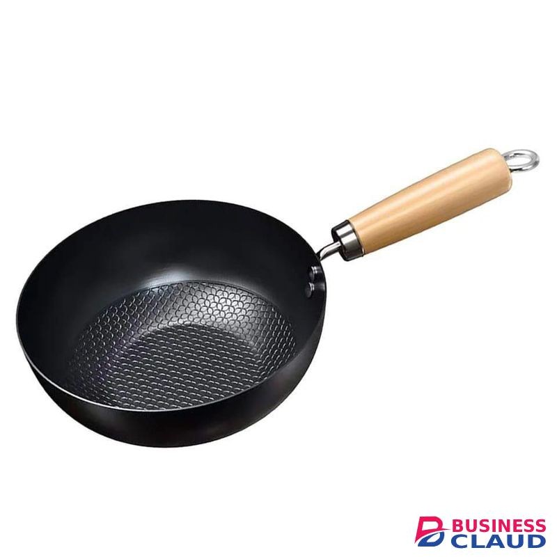 Non-stick Wok Frying Pan with Wooden Handle – Black