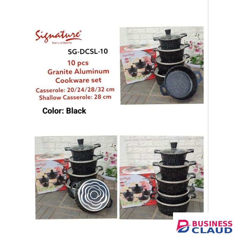 Signature 10 piece Heavy Duty granite aluminum Cookware Set/sufuria set