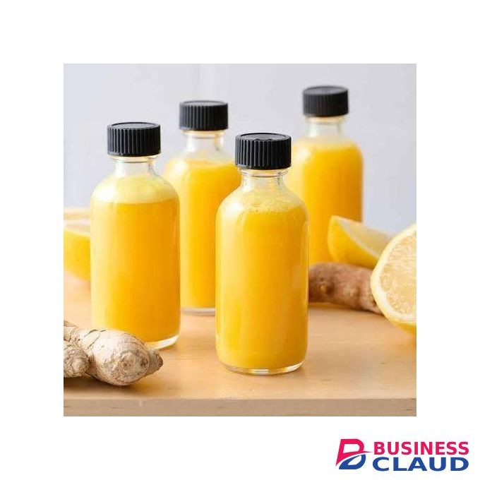Kitchen Utensil 6pcs Glass Ginger Shots Bottles with Black Caps, 6 Pieces, Leakproof, Lightweight, Reusable, Ideal for ginder shots, wellness shots, Beverages On-The-Go