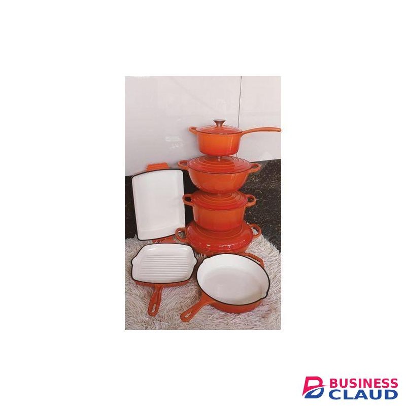 11pcs Enarmel Cast Iron Heavy Duty Cooking Pot