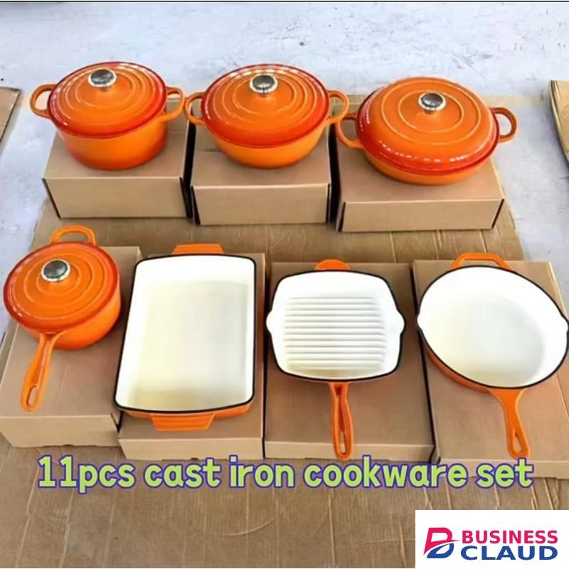 Enamel 11 piece cast iron Cookware set