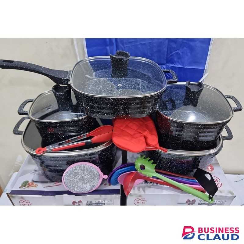 WK 21pc Die Casting Aluminium Square Cookware Set