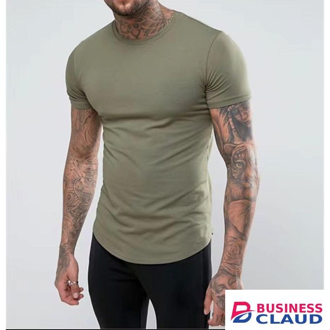 Plain jungle green cotton fitted Tshirt