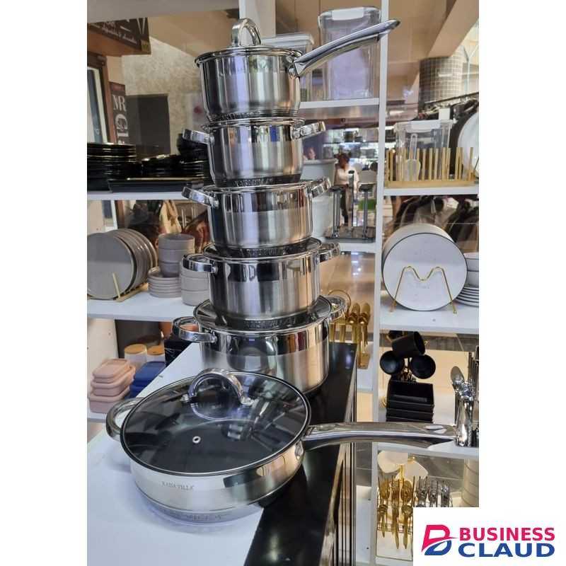 12 pcs Stainless steel Cooking pots.