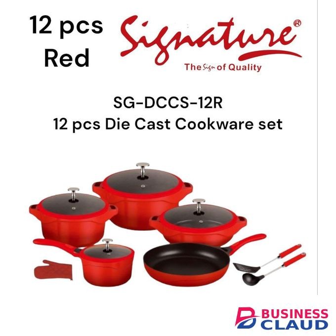 Signature 12 Pcs Die Cast Nonstick Cookware Set SG-DCCS-12R