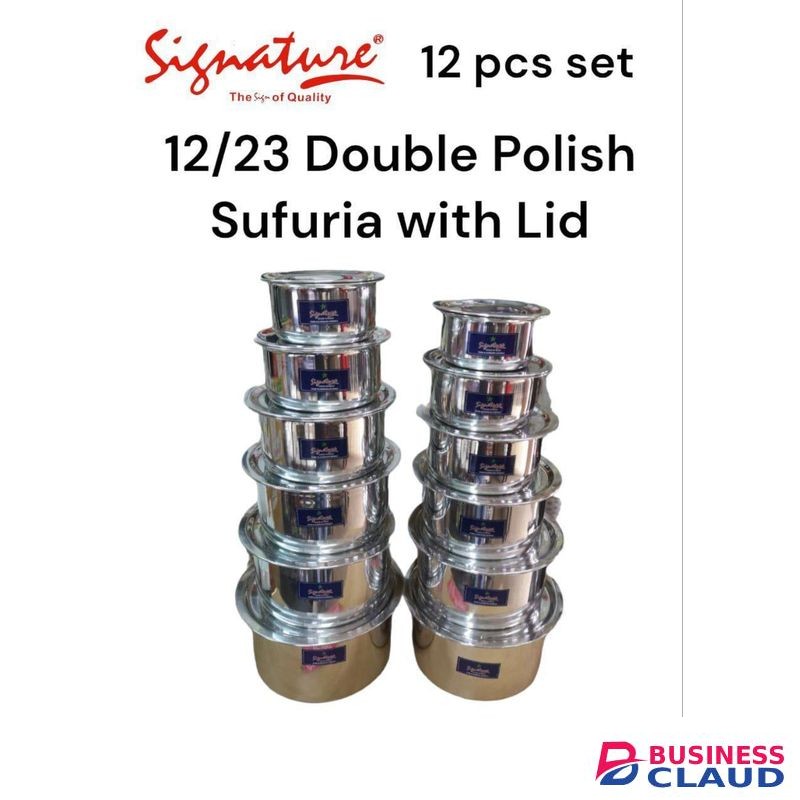 Signature 12/23 (12pcs) Double Polish Extra Heavy Aluminum Sufurias With Lid