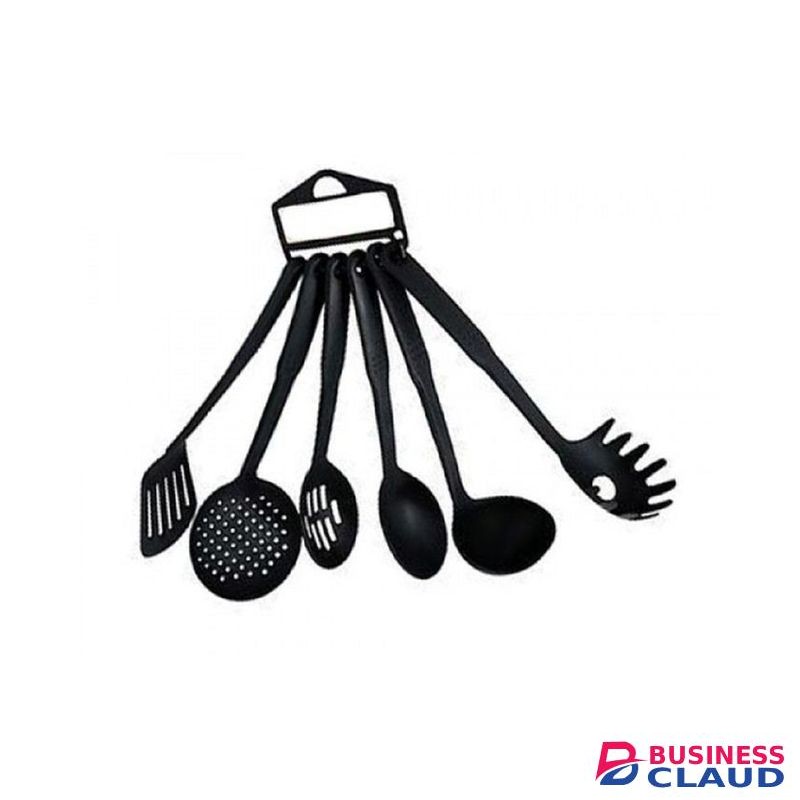 Kitchen King 6 Piece Non-Stick Cooking Spoons Set - Black