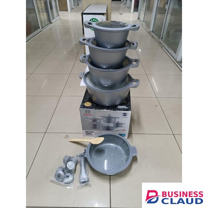 11-Piece Bosch Silicone Lid Cookware Set – Premium German-Quality Pots & Pans Collection