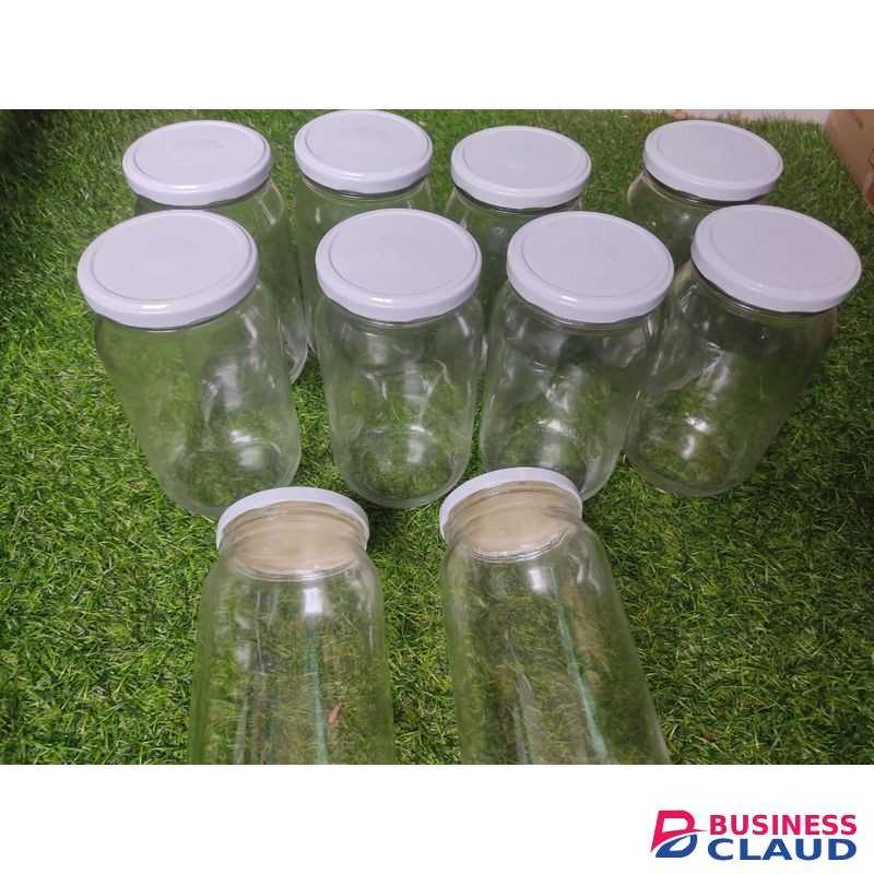 1000Ml Glass Jars Set of 10 Pieces with Airtight White Lids