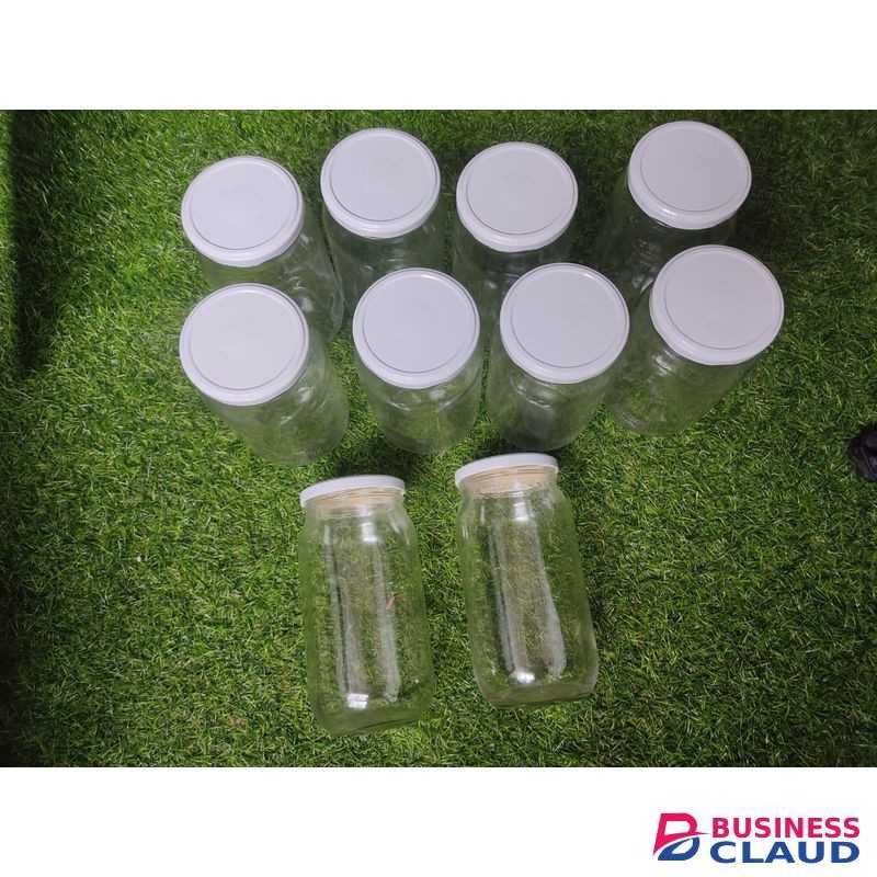 1000Ml Glass Jars Set of 10 Pieces with Airtight White Lids