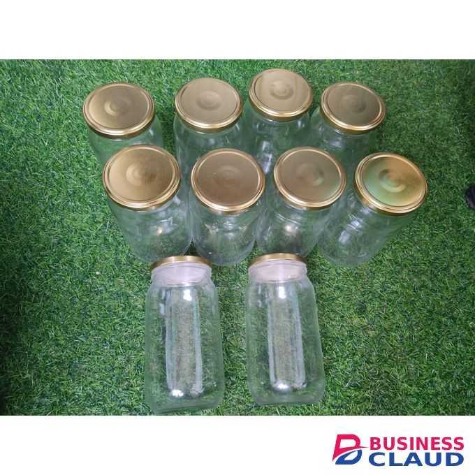 1 Litre Glass Jars Set of 10 Pieces with Airtight Golden Lids