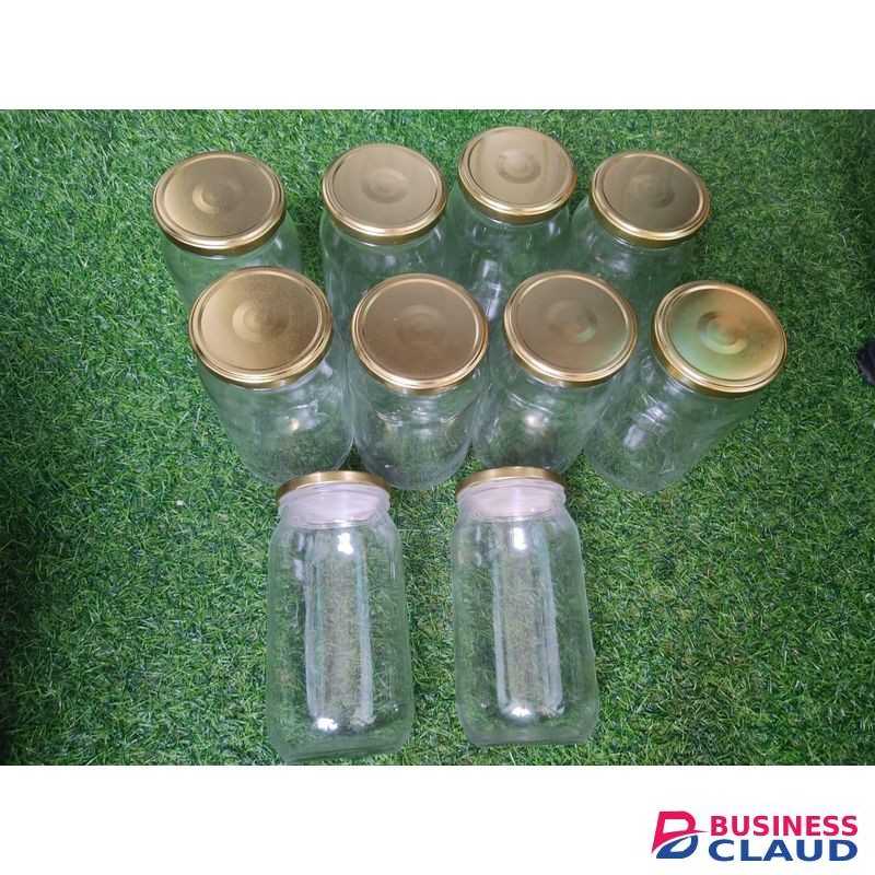 1 Litre Glass Jars Set of 10 Pieces with Airtight Golden Lids