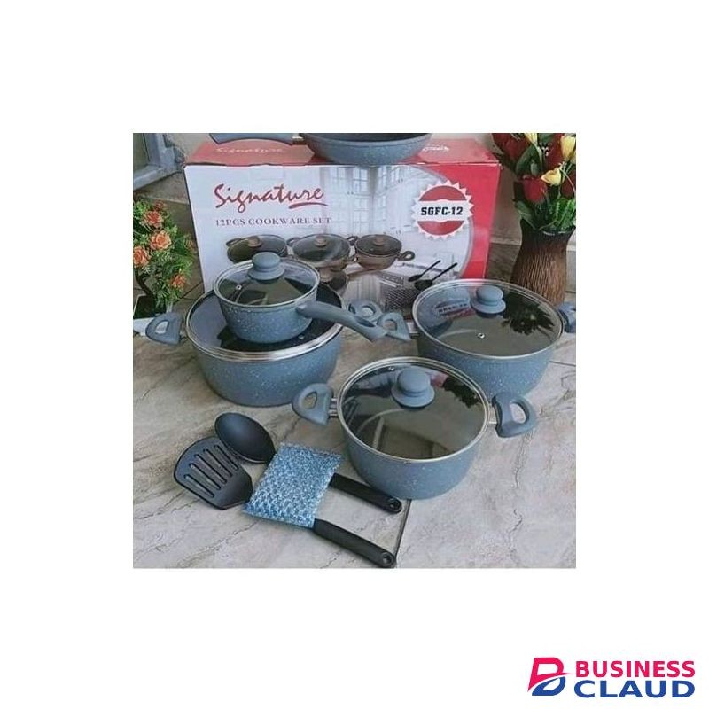 Signature 12 PCS Non Stick Sufurias Pots+ Lids+Free Gift.