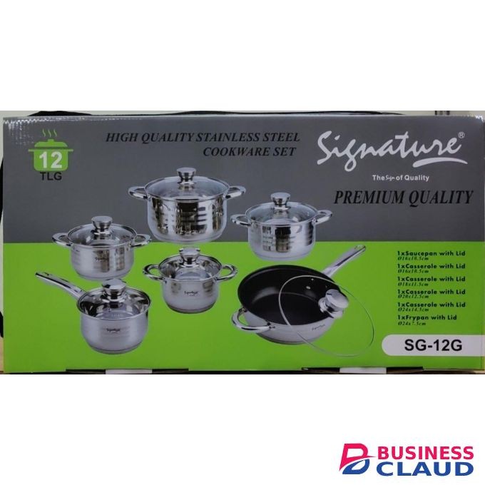 12 Pcs Induction Base Stainless Steel Cookware Set With Glass Lid And Nonstick Pan ST-12G