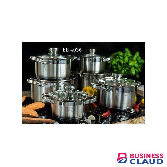 12-Piece Edenburg Stainless Steel Cookware Set – Premium, Durable & Induction-Ready