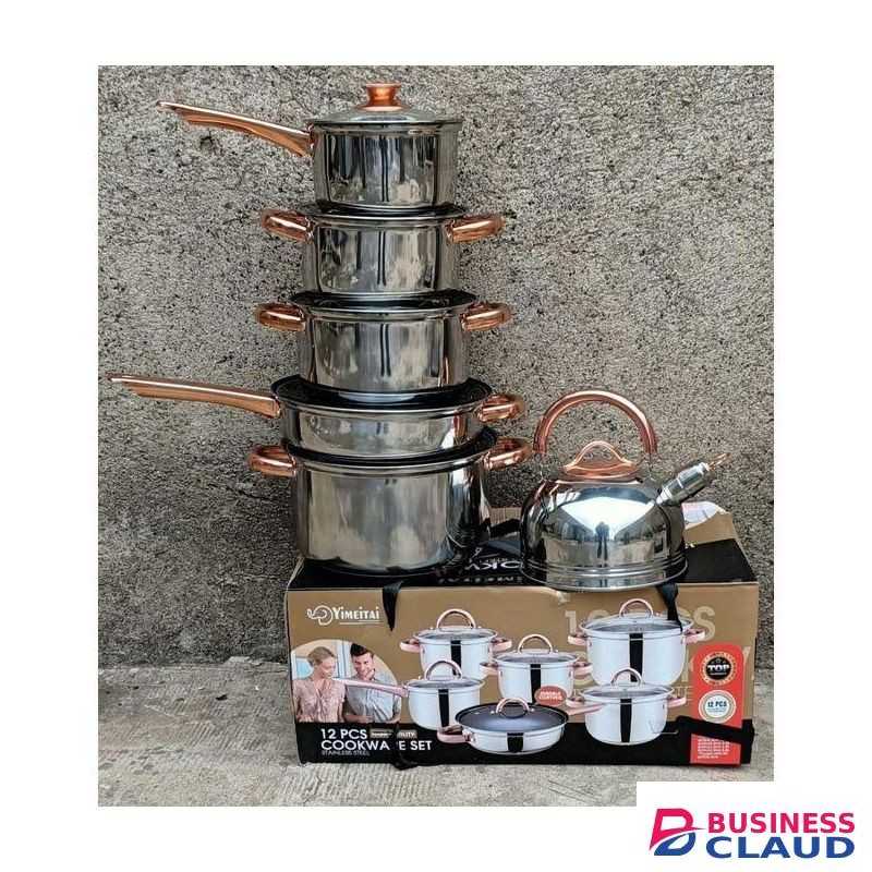 Yimeitai 12 pcs stainless cookware Share this product Yemitei 12 pcs stainless cookware