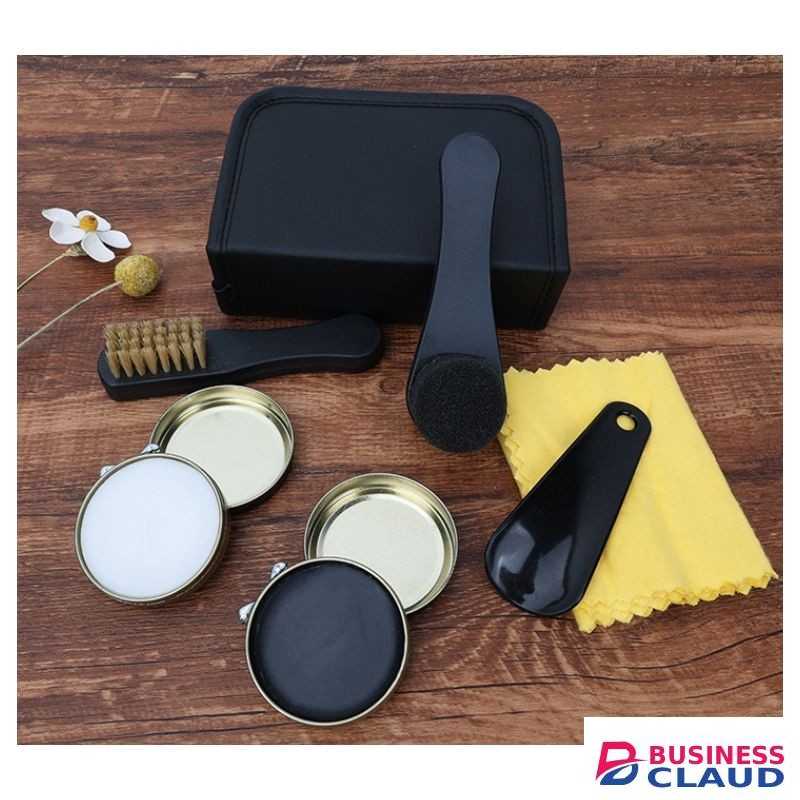 Shoe Polish Kit Clean And Shine Care Kit, 6-in-1 Portable Package—Black