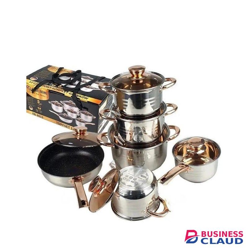 12 pieces stainless steel cookware set dish washer safe