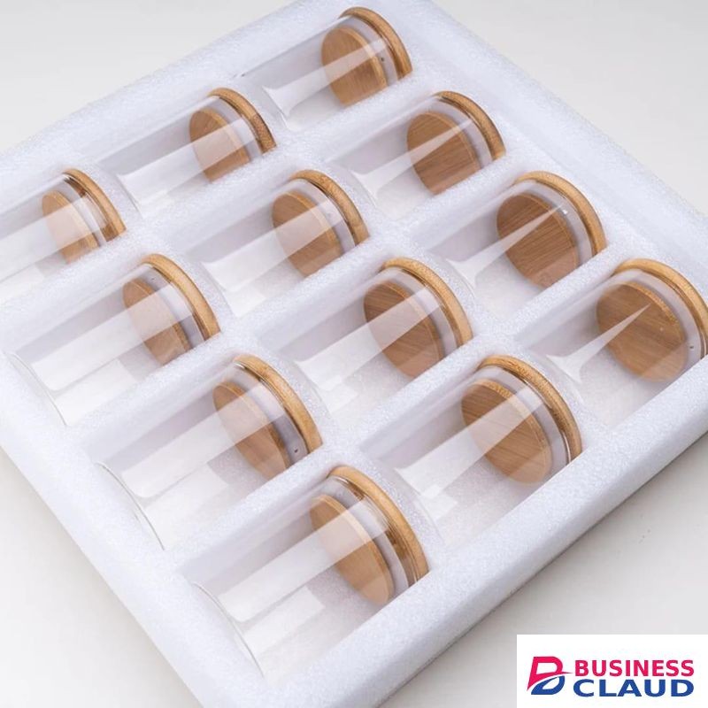 12pcs Round Glass Spice Jar Set with Airtight Bamboo Lids – 200ml Seasoning Containers with Free Stickers and Pen for Organized Kitchen Storage