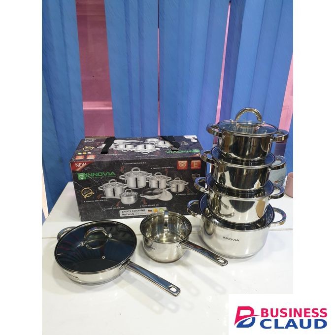 12-Piece Energy-Efficient Induction Cookware Set – Gas, Electric & Ceramic Compatible Black and Silver