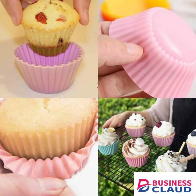 12pcs Silicone Reusable CUP CAKE MOLDS