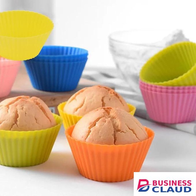 12pcs Silicone Cake Mould Various Shaped Muffin Cupcake Baking Moulds for Kitcheun Cuooking Bakeware Maker DIY Cake Decorating Tools, Multicolor