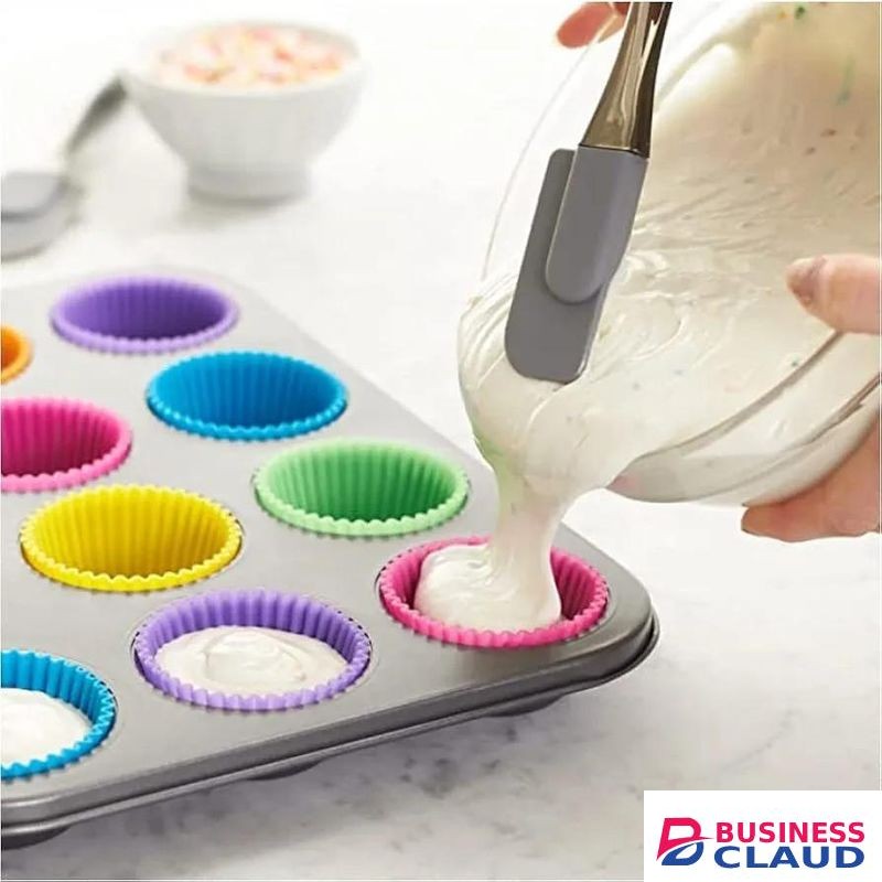 12pcs Silicone Cake Mould Various Shaped Muffin Cupcake Baking Moulds for Kitcheun Cuooking Bakeware Maker DIY Cake Decorating Tools, Multicolor