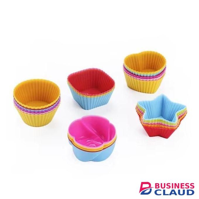 12pcs Silicone Cake Mould Various Shaped Muffin Cupcake Baking Moulds for Kitchen Cooking Bakeware Maker DIY Cake Decorating Tools, Multicolor