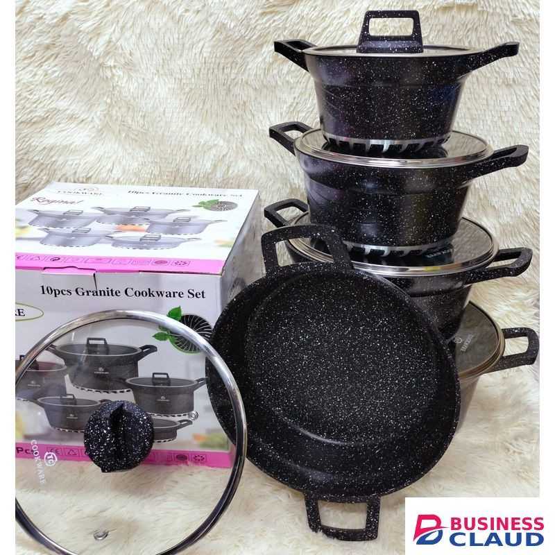 10-Piece Bosch Granite Cookware Set – Black Speckled Finish