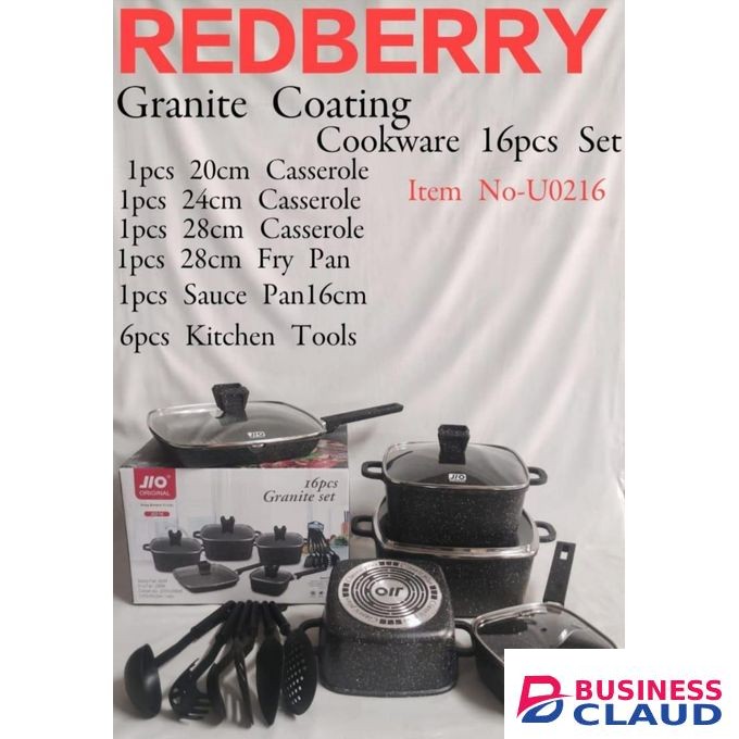 Redberry 16 pcs High Quality Granite Coating Cookware Set