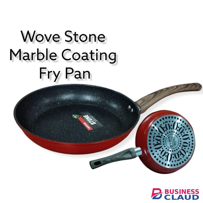 Wove Stone Non-Stick Fry Pan 24cm Red – Durable Non-Stick Coating, Even Heat Distribution, Stylish Stone Finish, Comfortable Handle, Easy to Clean for Perfect Cooking