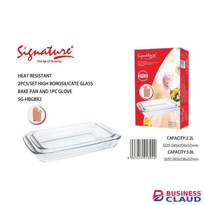Signature 2-Piece High Borosilicate Glass Bake Pan Set (SG-HBGBR2).