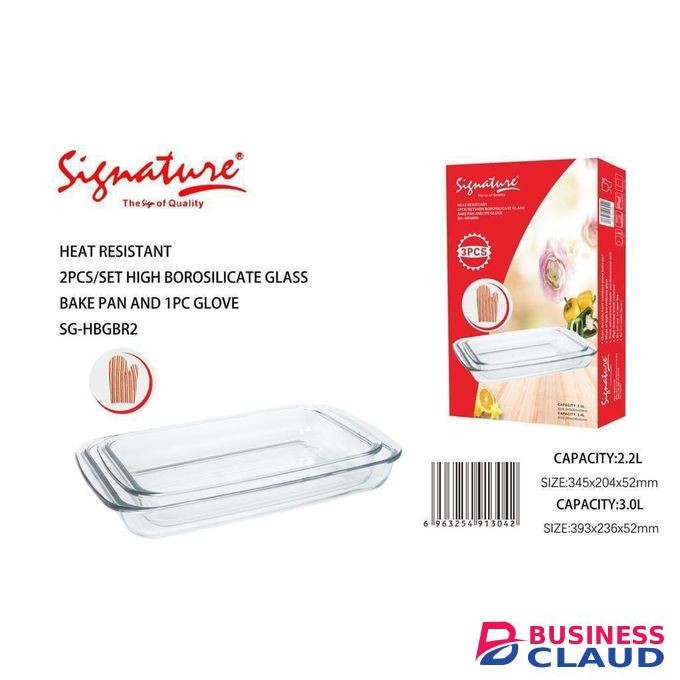 Signature 2-Piece High Borosilicate Glass Bake Pan Set (SG-HBGBR2).