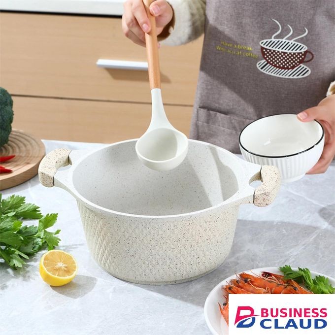 ShebSheb 10 Pcs Forged Aluminum Cookware Set, Non‑Stick Pots & Pans with Glass Lids, Metal Base, Marble Finish