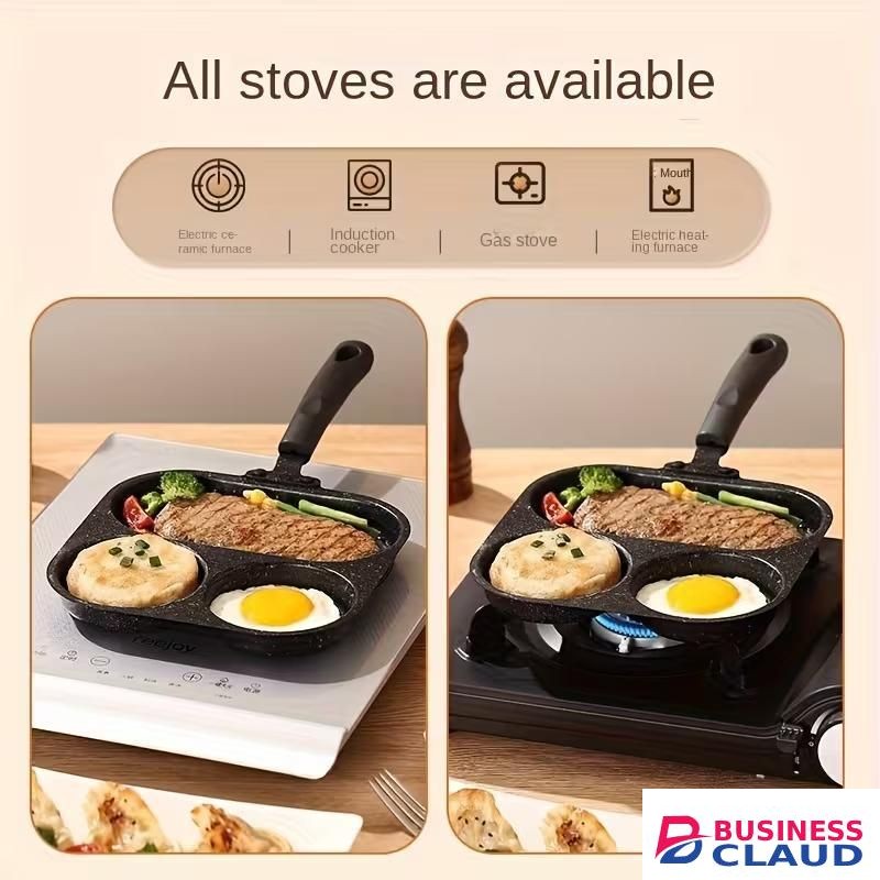 [Non-stick Breakfast Pot] 3in 1 Non-stick Cast Iron Breakfast Pot, Multi-function Fried Eggs, Steak and Flat Frying Pan for Home Cooking, Perfect for Sausages, Eggs, Etc., More, Sausage Cooking Tools, Modern Kitchen Utensils, Durable Cooking Tools