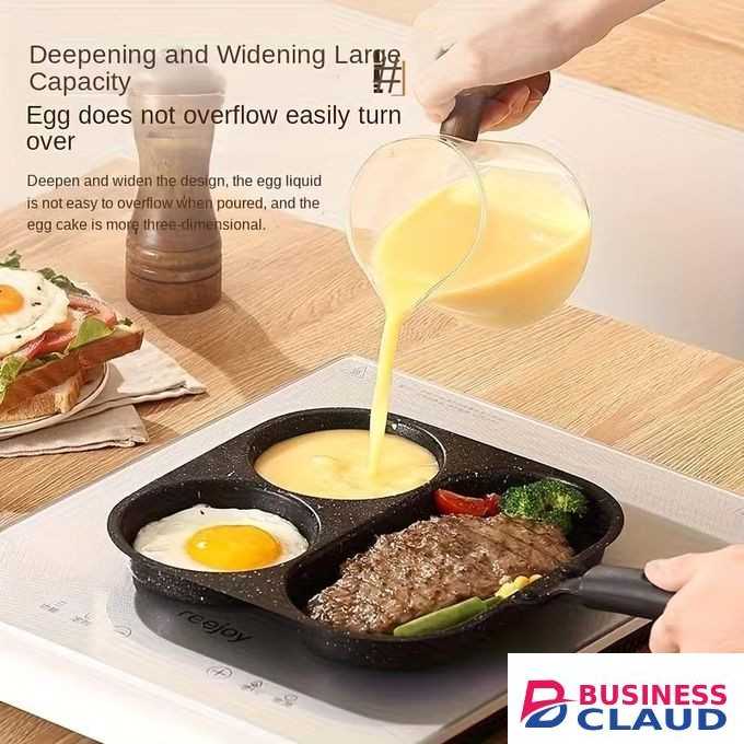[Non-stick Breakfast Pot] 3in 1 Non-stick Cast Iron Breakfast Pot, Multi-function Fried Eggs, Steak and Flat Frying Pan for Home Cooking, Perfect for Sausages, Eggs, Etc., More, Sausage Cooking Tools, Modern Kitchen Utensils, Durable Cooking Tools