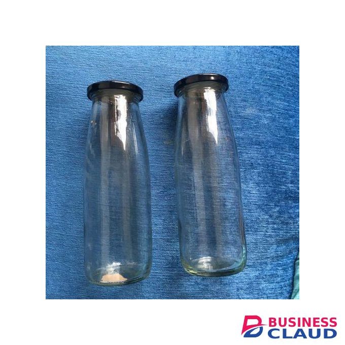 Pack Of Beverage Glass Jar 500ml With Airtight Black Caps For Milk, Juice Jar