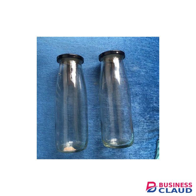 Pack Of Beverage Glass Jar 500ml With Airtight Black Caps For Milk, Juice Jar