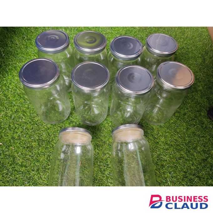 1 Litre Glass Jar Set of 10 With Airtight Silver Lids