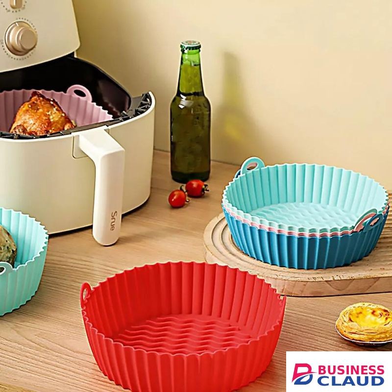 Air Fryer Silicone Liners Pot, Round Silicone Air Fryer Basket Baking Tray Bowl Heat Resistant