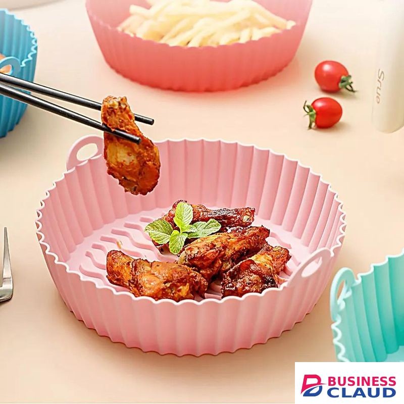 Air Fryer Silicone Liners Pot, Round Silicone Air Fryer Basket Baking Tray Bowl Heat Resistant