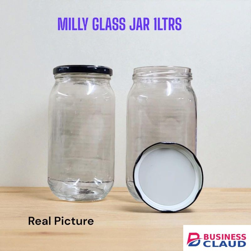 1 litre black lid glass mason jar .